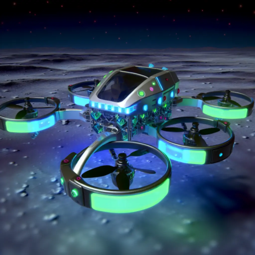 Lekki dron zwiadowczy z neonowymi elementami