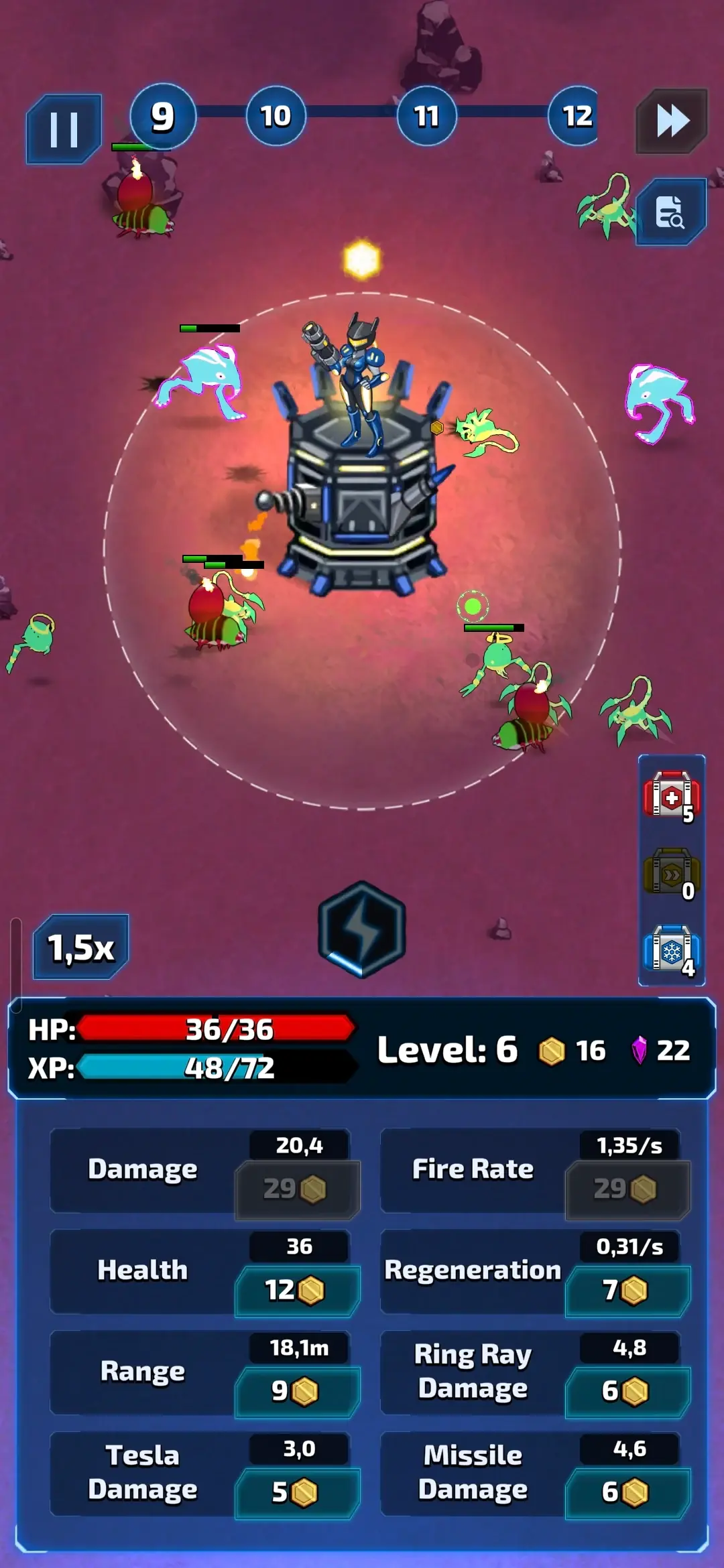 Ulepszenia wież w Space Defense