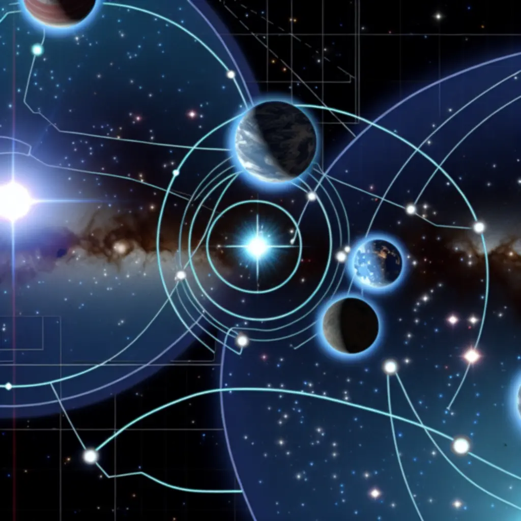 Mapa galaktyki z zaznaczonymi planetami do eksploracji