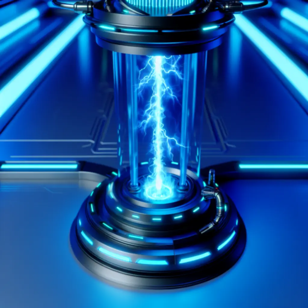 Moduł Plazmowy na wieży — neonowy błękitny żar